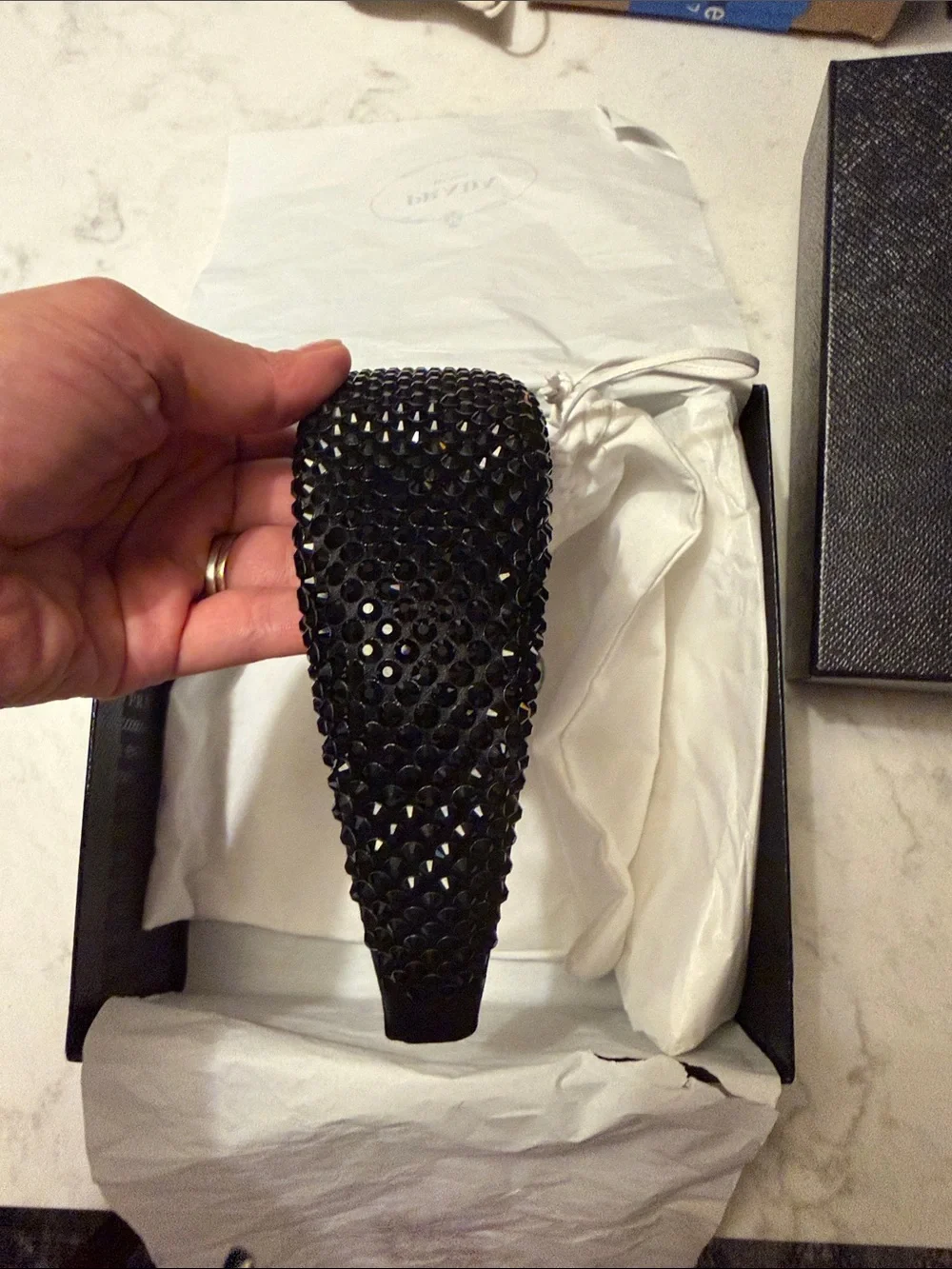 Prada wide black crystal headband